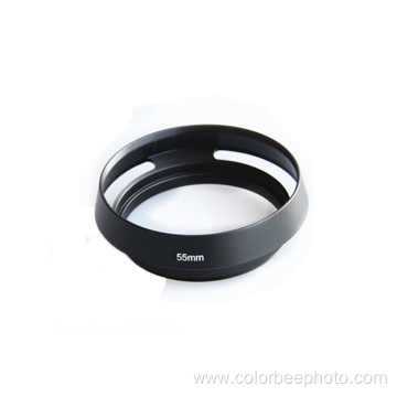 Black Silver Metal DSLR Camera Lens Hood